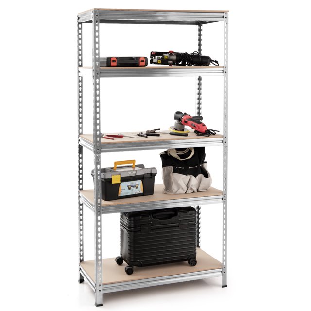 Patiojoy 5-Tier Industrial Steel Storage Shelves Garage Rack with Adjustable Shelves Sliver