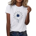 thumbnail image 2 of Ovbmpzd Hauts Amusants pour Femmes Tendance Blanc Été Manches Courtes T-Shirts Graphiques Floraux Chemises pour Femmes m, 2 of 5