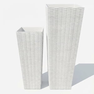 2 Pack Planteurs de grande taille, Grandes Pots à Fleurs avec Liners Amovibles, Planteur en plastique avec Trous de drainage, Intérieur & Pots de plantes extérieurs pour salon, jardin, jardin(24&32 pouces)