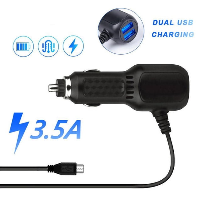Dash Cam Car Charger Mini Usb Cable 11.5Ft Power Cord Supply For Dvr Camera Gps