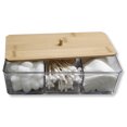 thumbnail image 1 of ITY International - Boîte de Rangement avec Couvercles en Bambou, 3 Compartiments, 9.45 Pouces x 3.34 Pouces x 2.75 Pouces, Transparent, 1 of 4