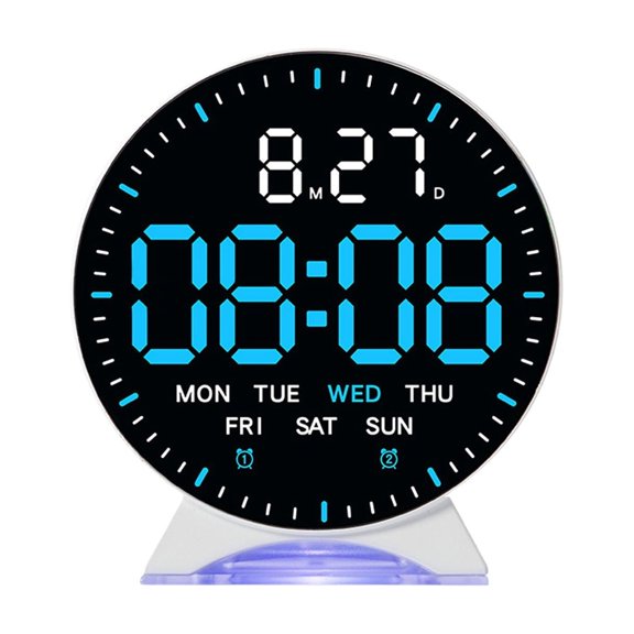 Digital Alarm Clock with Date, Temperature Display, DST, Brightness Control, Dual Power, LED Screen