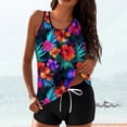 thumbnail image 2 of yoeyez Tropical Print Tankini for Women Two Piece Bathing Suits Summer Boho Swim Top with Buttom Tummy Control Modest Swimsuits Beachwear Multicolor,XXL, 2 of 6