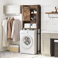 thumbnail image 3 of VASAGLE Over-The-Toilet Storage Cabinet, Bathroom Oragnizer Rack, Space-Saving for Washing Machine, Steel Frame, Rustic Brown and Black, 3 of 7