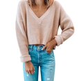 thumbnail image 1 of RKSTN Sweaters for Women Solid Color Casual Long-Sleeved V-neck Pullover Sweater Fall Sweaters, 1 of 2