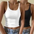 thumbnail image 2 of Timegard Camisoles 2 Pcs pour Femmes Col Rond Côtelé Sans Manches Ajusté Court Haut Décontracté Sortie Camis, 2 of 6