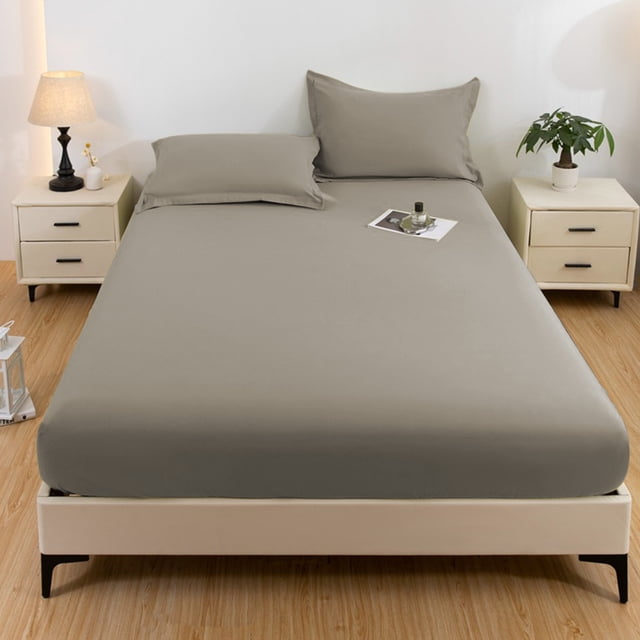 Fwttom Drap-Housse Uni Lavé Pièce Protège-Matelas Anti-Cendre Housse de Protection Drap Housse