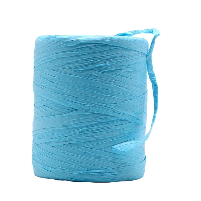 Decodeary Sturdy And Durable Raffia Rope Yarn For DIY Crafts Beautiful Colors Fiber Natural Paper Ribbon acid blue 1Set
