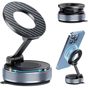 Car Phone Holder for Magsafe, Foldable Suction Cup Phone Mount 360° Adjustable Vacuum Magnetic Phone Holder, Cell Phone Holders for Your Car Compatible with iPhone 17 Pro Max 16 15 14 13 12