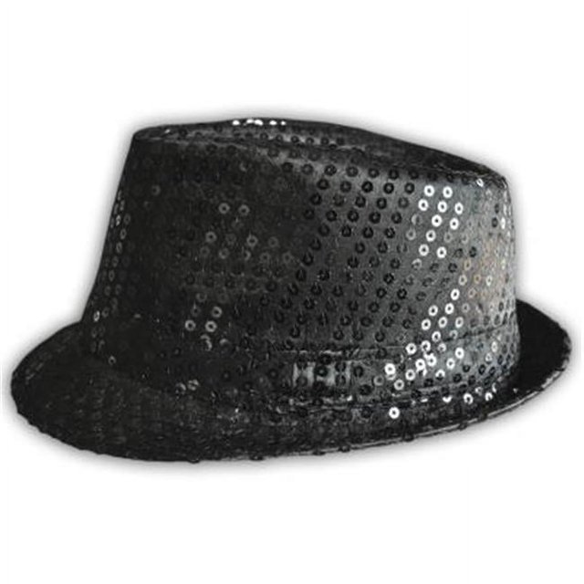 Western Fashion Chapeau Fedora à Sequins (Noir)