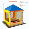 thumbnail image 3 of Gymax Kids Wooden Sandbox w/ Canopy  Sand Pit w/ Windows & Curtains Bench & Storage, 3 of 10