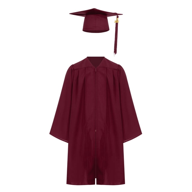 Haitryli Robe de Collation des Grades et Toque Unisexe pour Enfants avec Gland 2025 Robe de Collation des Grades Préscolaire Maternelle Déguisement Rouge Foncé 21