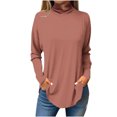 thumbnail image 1 of FAIWAD Women's Turtleneck Long Sleeve Tops Basic Layering Irregular U Hem Soft Underwear Tunic Tops, 1 of 4