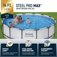 thumbnail image 2 of Bestway Steel Pro MAX 14' x 42" Metal Frame Above Ground Pool Set w/ Pump, Ladder, & Cover, 2 of 11