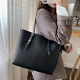 thumbnail image 4 of Sac à Bandoulière Simple Grande Capacité Poignée Supérieure Fermeture Éclair Réglable en Faux Cuir Couleur Unie Sac à Main pour Femmes pour le Travail, 4 of 10