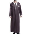 thumbnail image 1 of Men's Muslim Robe Retro Islamic Arab Kaftans for Men Eid Muslim Thobe Dubai Ramadan Daily Clothes, Muslim Shirt Robe with Pockets, 1 of 4
