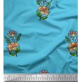 thumbnail image 1 of Soimoi Poly Georgette Fabric Leaves & Floral Block Printed Fabric 1 Yard 52 Inch Wide, 1 of 3