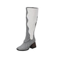 thumbnail image 2 of EGNMCR Knee High Boots Oversized Women's Fall/Winter Velvet Lining Color Matching Rectangle Toe Thick High Heels Long Chain Boots, 2 of 6