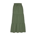 thumbnail image 3 of Fashion Women Solid Casual Ruched Ruffles Elastic Waist Skirt, Beach Style Solid Color Drawstring Waist Half Skirt, Comfortable and Stylish Ruffled Design, Lightweight Summer Wear, 3 of 4