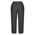 thumbnail image 5 of Timegard Plus Size Pants for Women Elastic Waist Solid Color Comfy Fall Casual Crop Pants with Pockets, 5 of 5