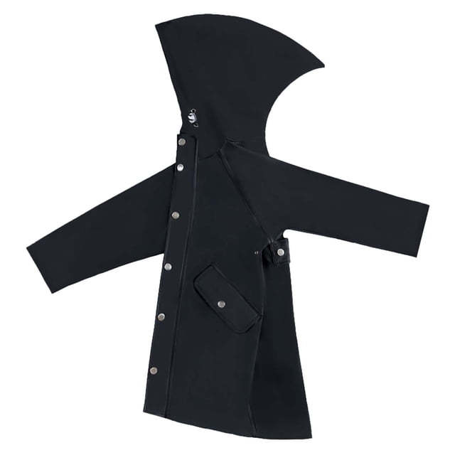 MIASHUI Poncho de Pluie Imperméable pour Enfants, Léger, Réutilisable, à Capuche, pour l'École et l'Extérieur, Noir, 5-6 Ans