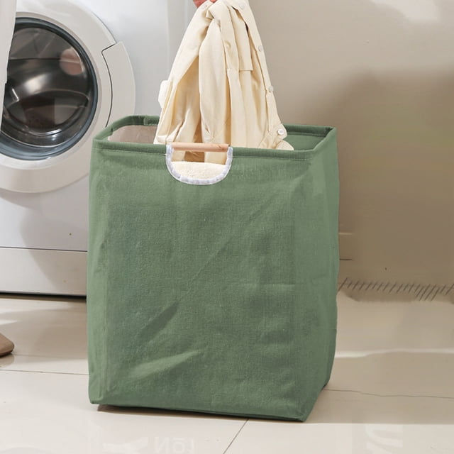 Foldable Waterproof Canvas Laundry Basket with Handles for Bathroom Bedroom Storage Organizer