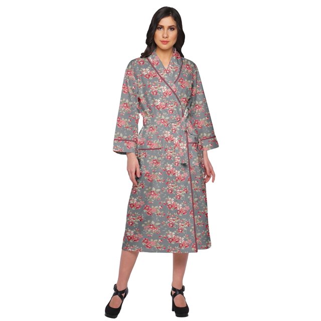 Moomaya Printed Robe For Girls Cotton Bathrobes For Women Wrap Dressing Gown