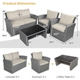 thumbnail image 2 of Gymax Ensemble de Conversation en Rotin pour Patio 4 Pcs Ensemble de Meubles d'Extérieur avec Coussins Kaki, 2 of 10