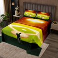 thumbnail image 2 of YST Sports Bedspread Set Queen Size, 3D Ball Games Quilt Set, American Baseball Field with White Markings Painted On Grass Design, Sports Players Decorative Bedding Set 3Pcs, Lime Green, 2 of 5