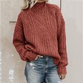 thumbnail image 2 of IROINID Liquidation Hauts pour Femmes Grande Taille Décontractés Unis à Manches Longues Col Roulé Hauts d'Automne Blouse T-Shirt, Rouge Rouille, 2 of 7