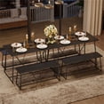 thumbnail image 2 of Pinmoco 3pcs Dining Table Set with 2 Benches Black Dining Room Table Set, 2 of 6