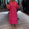 thumbnail image 4 of Ovzne Robes d'Été pour Femmes Robe de Plage Robe d'Été pour Femmes Aguichant Mode Imprimée à Boutons Manches Courtes Col Rabattu Robe pour Femmes à Manches Longues Imprimée Liquidation, 4 of 7