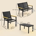 thumbnail image 3 of Outsunny Ensemble de Patio Extérieur 4 Pcs avec Causeuse et Dessus de Table en Verre, Noir, 3 of 10