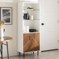 thumbnail image 2 of Walker Edison Bookmatch Hampton 68" 2-Door Engineered Wood Hutch in White/Walnut, 2 of 10