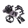 thumbnail image 2 of Lipstore 7 Piece Ab Workout Roller Wheel Kit Complete Accessory Fitness Equipment Set Black, 2 of 8