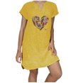 thumbnail image 1 of Fridja Robe d'Été Décontractée en Coton et Lin à Manches Courtes pour Femmes, 1 of 5