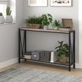 thumbnail image 1 of Table Console d'Entrée Étroite et Longue de Style Industriel avec Étagères à 2 Niveaux - Design en V, Tables de Sofa Minces avec Cadre Métallique Robuste, Parfaites pour le Couloir, le Salon, le Vestibule, le Bureau, 1 of 9