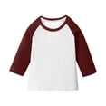 thumbnail image 1 of ZACPNCV T-Shirts pour Adolescentes Raglan Manches 3/4 Vêtements Mignons Automne Col Rond Hauts Confortables Manches au Coude T-Shirts Bourgogne 9-10 Ans, 1 of 7
