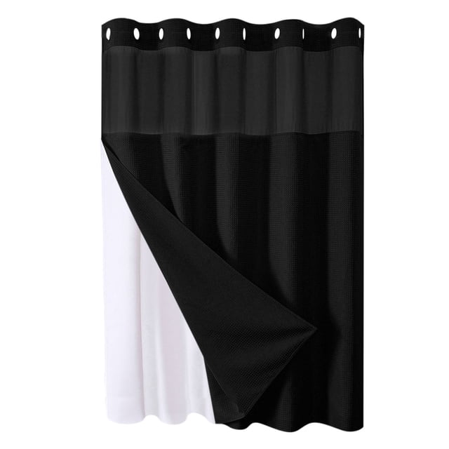 Rideaux de Douche pour Salle de Bain, Rideau de Douche Blanc Étoile Pleine Uni Double Grand Anneau Rideau de Douche Réversible pour Salles de Bain Tissu Polyester Robuste Rideaux de Douche Anneaux de Rideau de Douche