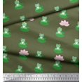 thumbnail image 2 of Soimoi Rayon Fabric Lotus & Frog Kids Print Fabric by The Yard 42 Inch Wide, 2 of 3