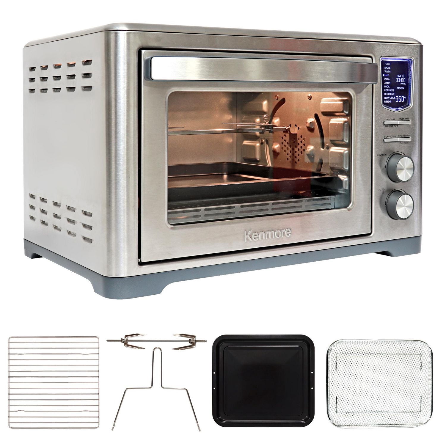 Kenmore 11-in-1 Digital Air Fryer Toaster Oven, Fast preheating with Automatic Timer Air Fryer Oven,1700W Cool-touch Stainless steel.