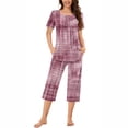 thumbnail image 1 of Rbaofujie Ensemble de Pyjama Short pour Femme, Col Rond, Imprimé, T-Shirt de Nuit à Manches Courtes et Ensemble Pantalon, Tenue d'Intérieur, Pyjamas avec Poches, Ensemble de Pyjama, 1 of 6