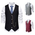 thumbnail image 1 of Qertyioot Independence Day Men Solid Fashion Retro Have Pockets Button V-neck Tanks Tops Blouse, 1 of 10