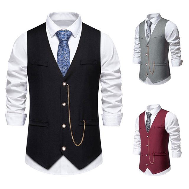 Qertyioot Independence Day Men Solid Fashion Retro Have Pockets Button V-neck Tanks Tops Blouse