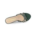 thumbnail image 4 of BLISSFUL STEP Women's Triple Strap Rhinestone Mules Open Toe Stiletto Heel Slide Sandals Dark Green 8, 4 of 7