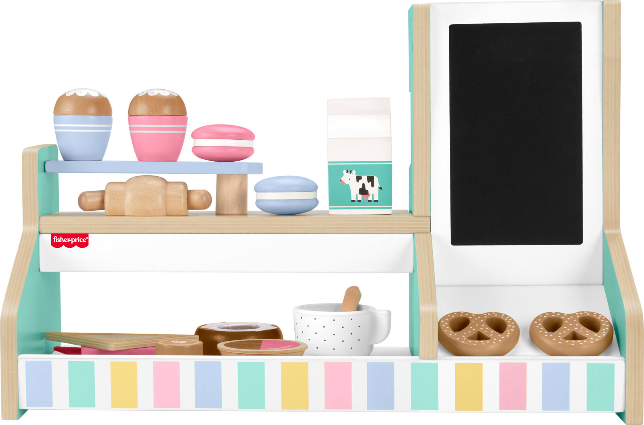 Fisher-Price Coffret Café en bois, 20 éléments en bois