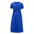 thumbnail image 4 of UPPADA Liquidation d'Économies d'Été 2024 Robes Grande Taille pour Femmes aux Formes Robe d'Invitée de Mariage Manches Courtes Col en V Robes de Cocktail Robe à Étages Fluide avec Ceinture Robe Victorienne pour Femmes, 4 of 6