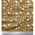 thumbnail image 1 of Soimoi Brown Poly Georgette Fabric Tea Bag,Star Anise & Lemon Slice Vegetable Print Fabric by the Yard 52 Inch Wide, 1 of 3