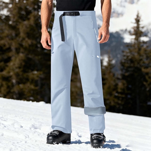 Cameland Unisexe Décontracté à la Mode Uni Patchwork Fermeture Éclair Multiples Poches Pantalon de Ski