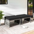 thumbnail image 2 of Costway Patio Ottomans Set of 2 PE Rattan Footstools with Removable Cushions & Metal Frame Black, 2 of 9